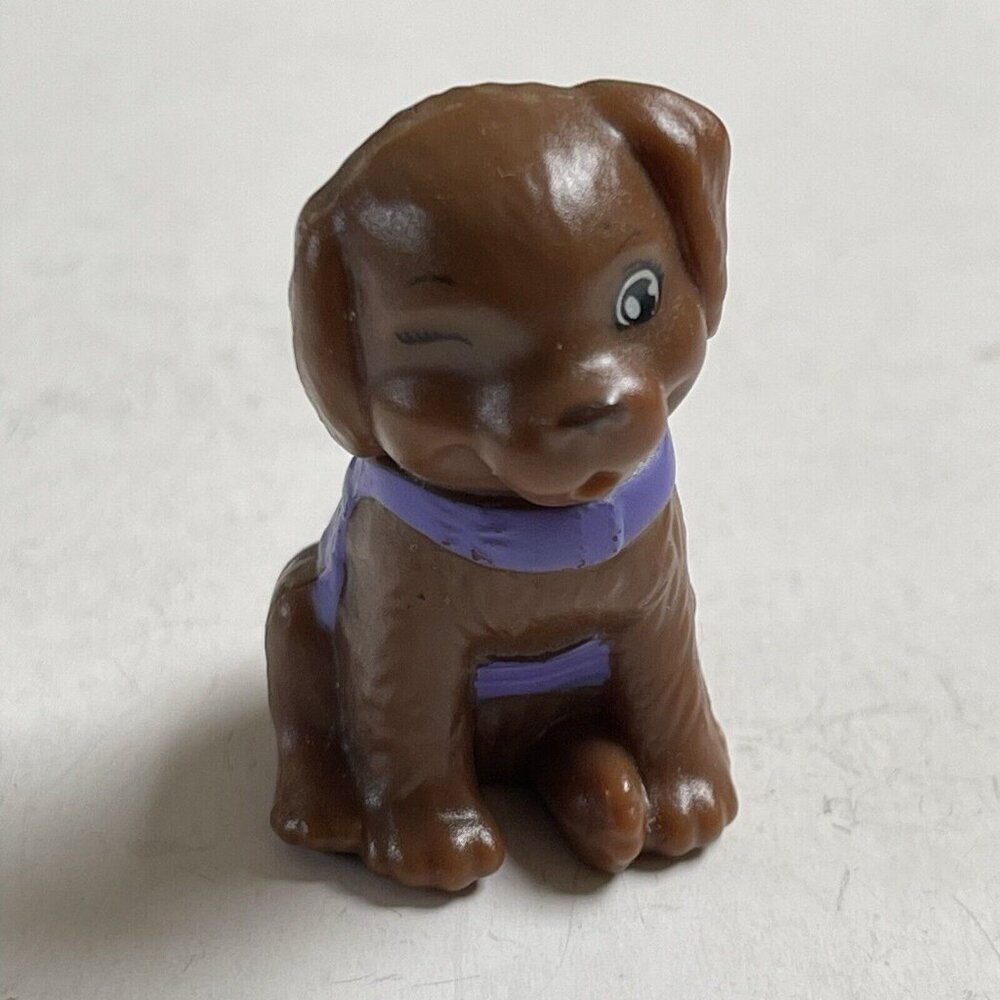 Barbie Mattel Chelsea Pet Animal Brown Winking Dog With Purple Vest